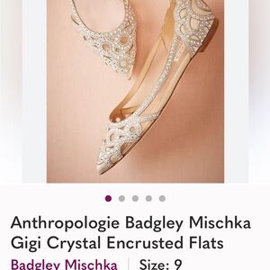 Badgley Mischka Crystal Embellished Flats - Cream